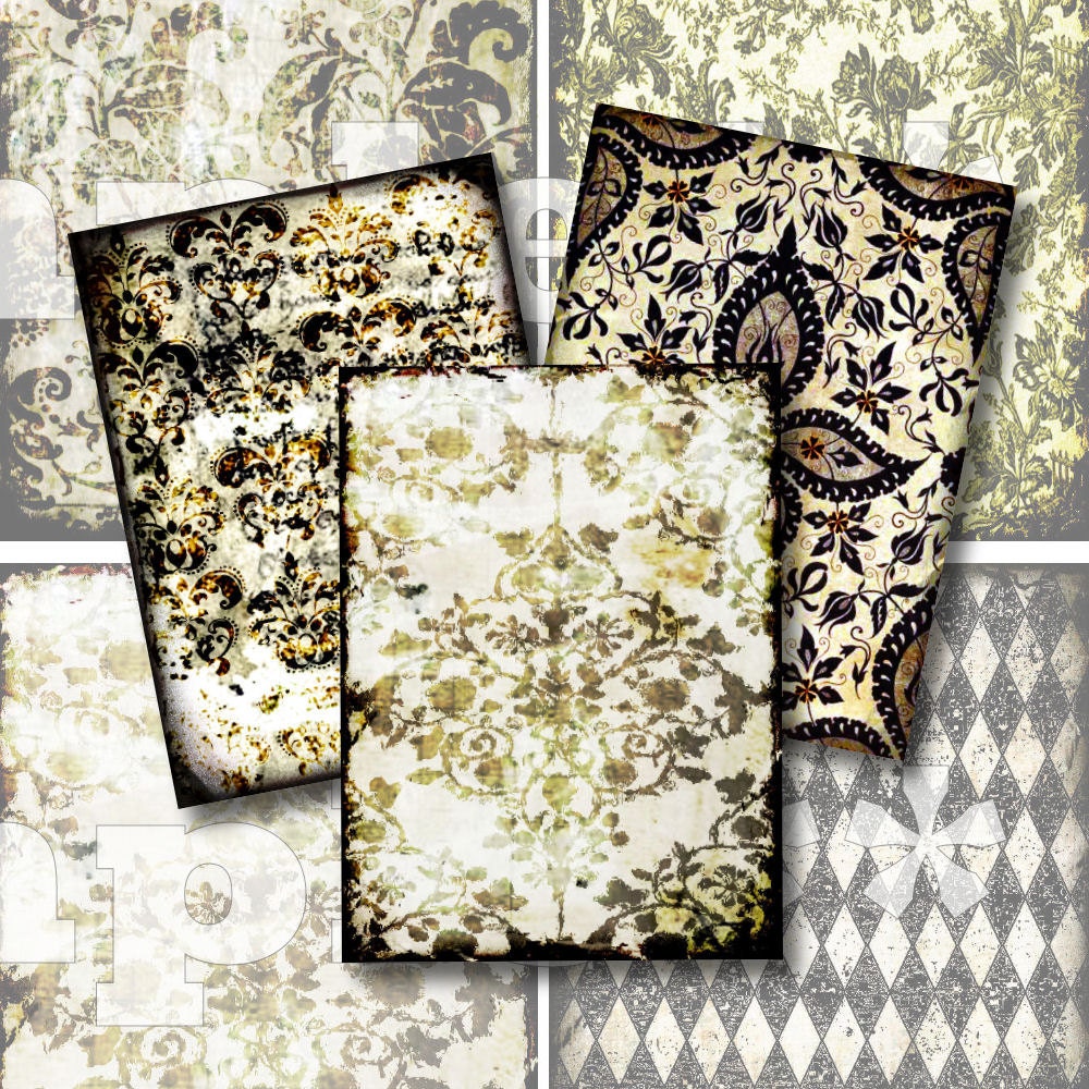 White Grunge ACT Digital Collage ACEO Digital Backgrounds 2.5 x 3.5 Steampunk Digital Tag Card Texture 134