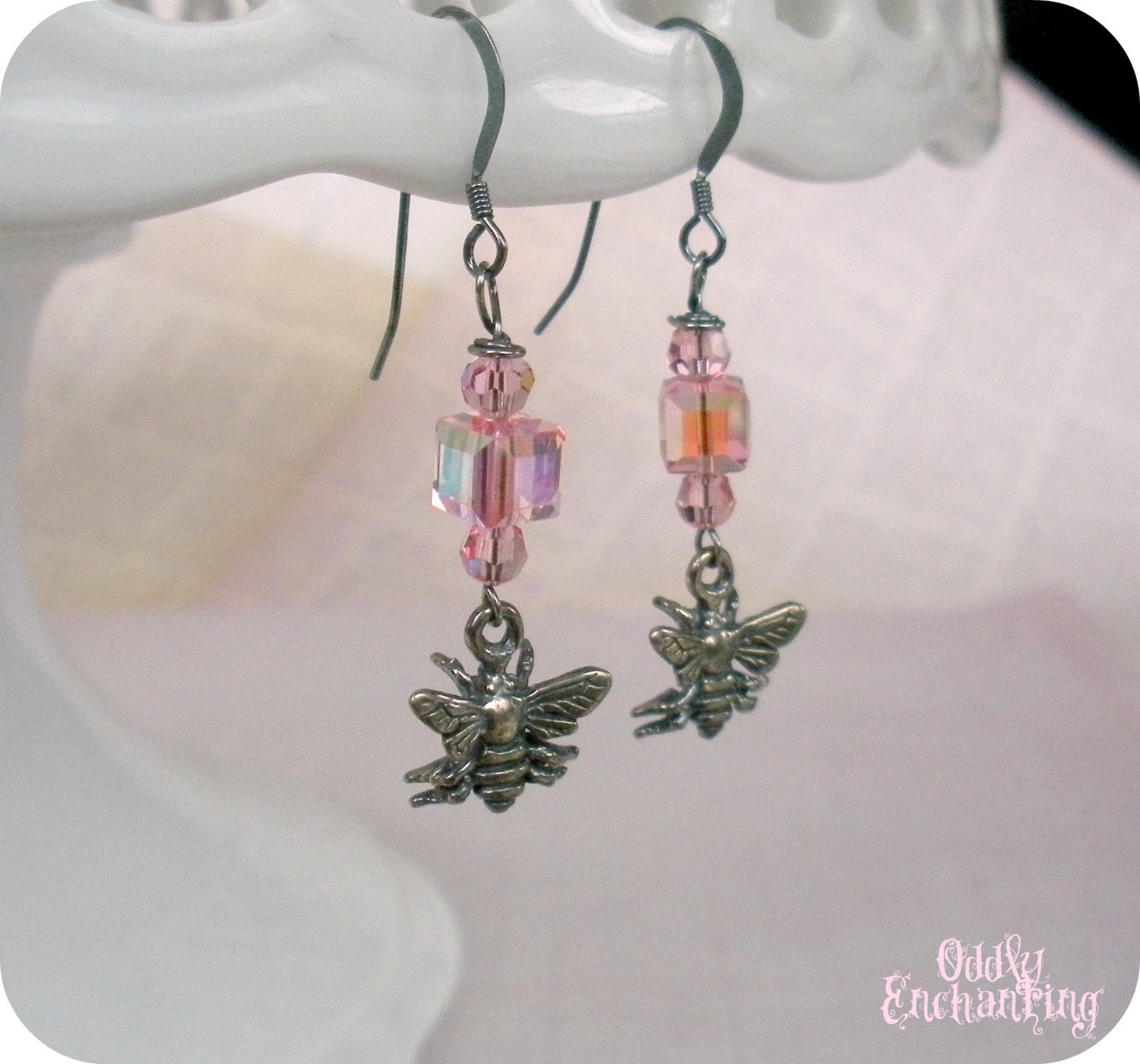 BEE Mine Earrings- Swarovski Crystal  and Sterling Silver