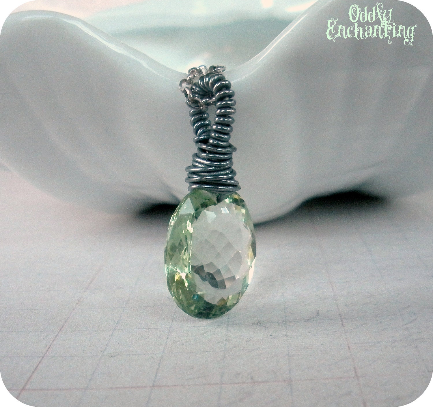 Maggie Necklace- Green Amethyst, Oxidized Sterling Silver