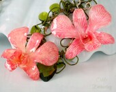 Orchids, 14 Karat White Gold Fill Wire, 14 Karat Rose Gold Vermeil Twist Wire, Swarovski Crystal