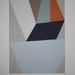Geometric original seven colour handmade screenprint in lovely blues, greys, neutrals and orange.