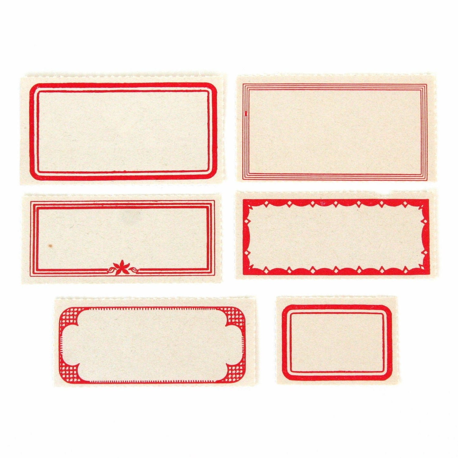 Vintage Red & Blue Gummed Labels - Set of 13