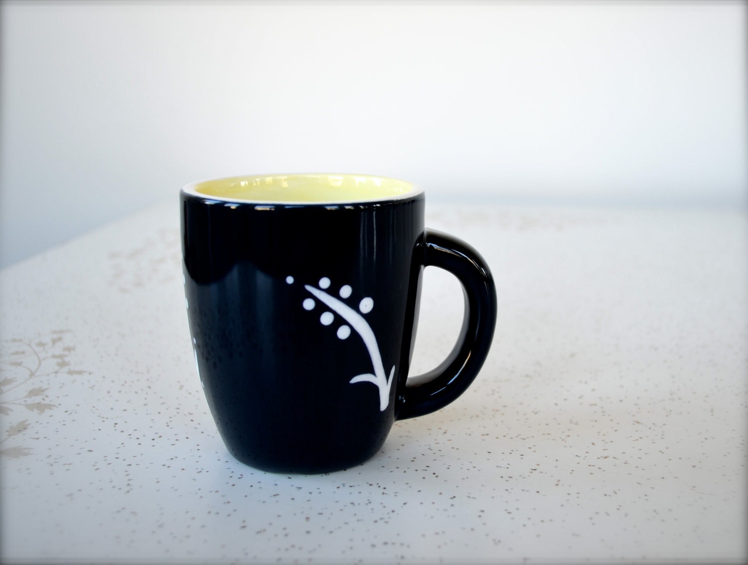 Navy Modern Mug with Flora design
