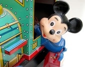 Vintage Tin Litho Disney Mechanical Toy Train - Mickey Mouse, Pinocchio, Colorful Bright Metal Lithograph Cute Cartoon Locomotive Engine