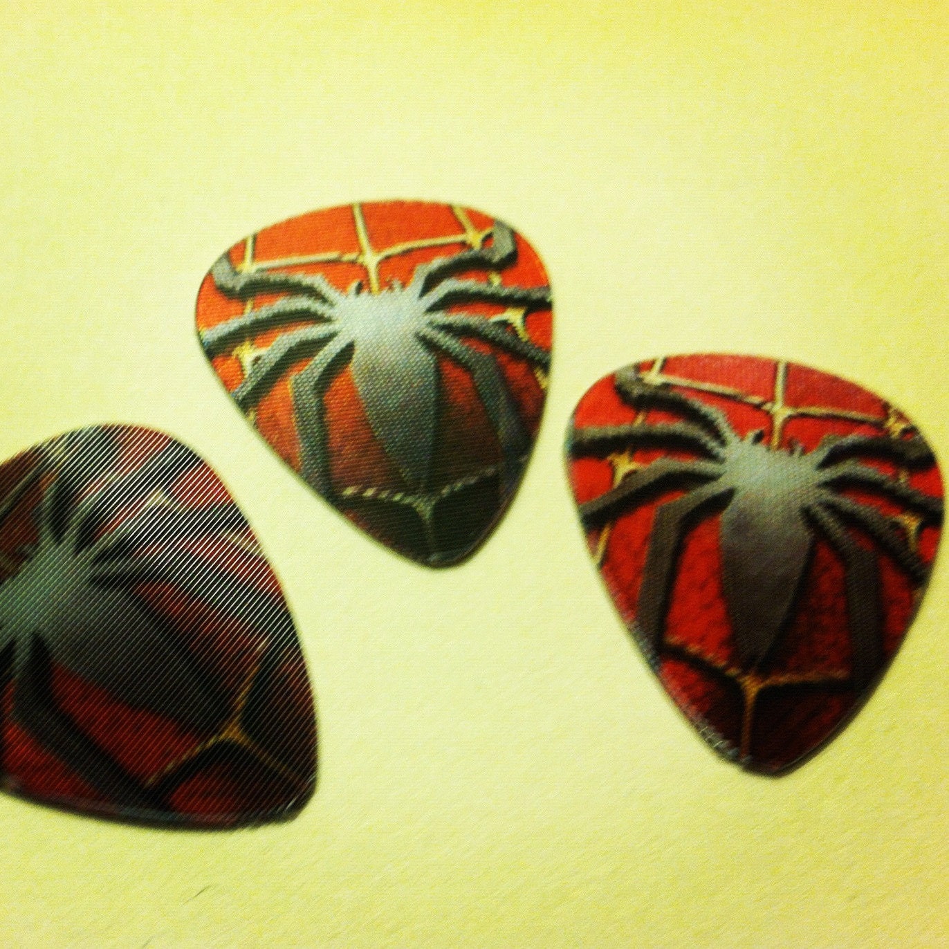 Marvel Comics Spiderman Picks for Guitar Ukelele Mandolin made from recycled materials - set of three