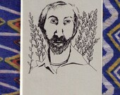 Walt Whitman gocco printed notecard