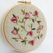Embroidery Hoop Art - Whirling Whimsical Pomegranate Wall Hanging - Wall Art - Red - Green