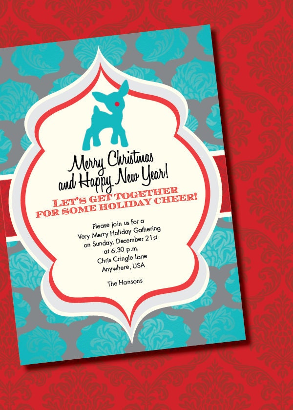 DIY Printable Vintage Rudolph the Red-Nosed Reindeer Christmas Party Invitation Il_170x135