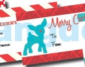 DIY Printable Vintage Rudolph the Red-Nosed Reindeer Christmas Party Gift Tags