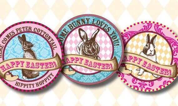 DIY Printable Easter Bunny Party Circles Cupcake Toppers Favor Tags Il_570xn