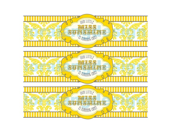 DIY Printable Little Miss Sunshine Water Bottle Labels Il_570xn