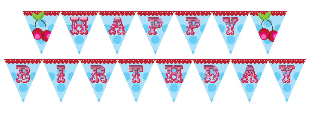 DIY Printable Pretty Please with a Cherry on Top Birthday Banner Bunting Il_570xn