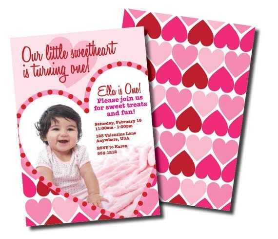 DIY Printable Little Sweetheart Birthday Double Sided Photo Card or Invitation Il_570xn