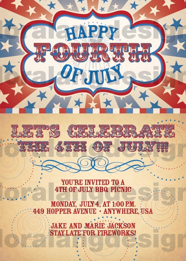 DIY Printable Americana Fourth of July Birthday Invitation
