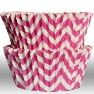 Pink GREASEPROOF Chevron Zigzag Baking Cups Cupcake Liners - Quantity 50 Il_170x135