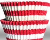 Red GREASEPROOF Rugby Stripe Baking Cups Cupcake Liners - Quantity 50 Il_170x135