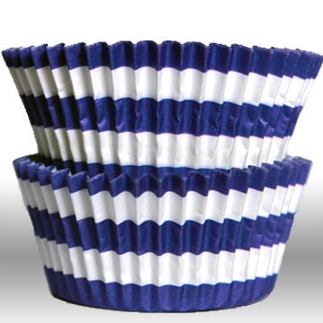 Blue GREASEPROOF Rugby Stripe Baking Cups Cupcake Liners - Quantity 50 Il_570xn