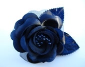 Navy Blue ROSE flower hair clip