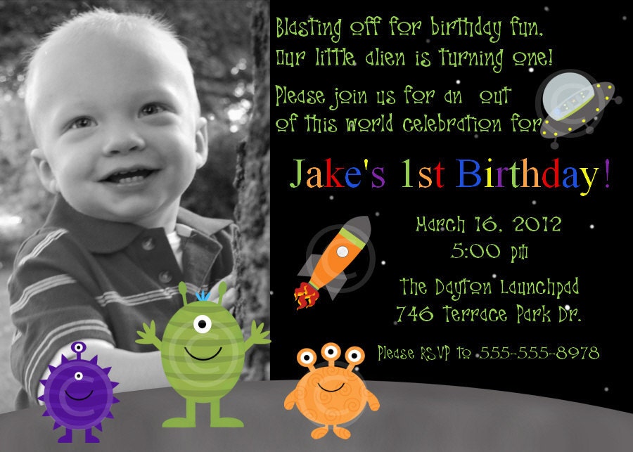 Alien Printable Photo Invite for Birthday Party or Baby Shower DIY Invitation by BeeAndDaisy Il_170x135