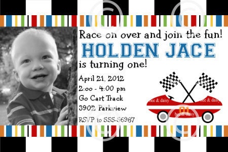 Race Car Printable Custom Photo Birthday Party Invitation Boys Baby Shower Invite DIY by BeeAndDaisy Il_570xn