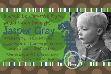 Dinosaur Printable Photo Invitation for Birthday Party or Baby Shower DIY Boys T Rex Invite by BeeAndDaisy Il_570xn
