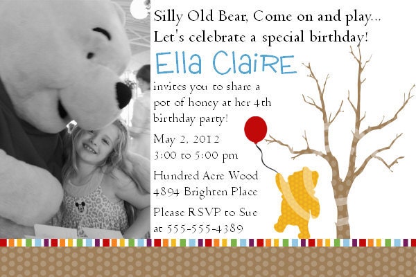 Silly Old Bear Pooh Inspired Invitation for Birthday Party or Baby Shower - DIY Printable Invite by Bee and Daisy Il_570xn