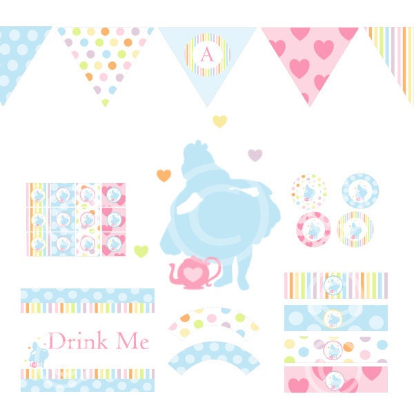 Alice Inspired Tea Party Decorations for Birthdays or Baby Showers - Girls DIY Printable Decor by BeeAndDaisy - Wonderland Il_570xn