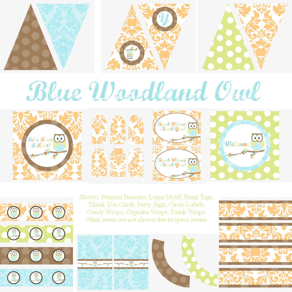 Boys Woodland Owl Decorations for Birthday Party or Baby Shower - DIY Printable Decor by BeeAndDaisy - Instant Download Il_570xn