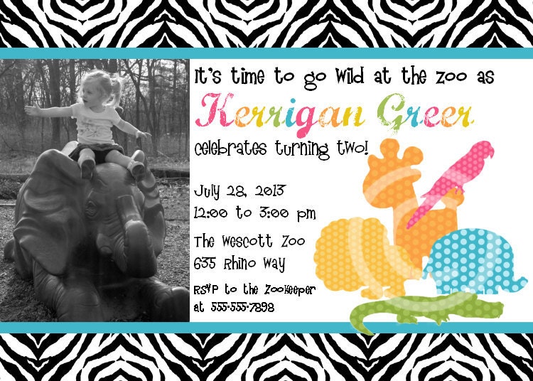 Jungle Animals Printable Photo Invite for Birthday Party or Baby Shower DIY Invitation by BeeAndDaisy Il_570xn