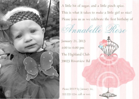 Dainty Princess Printable Photo Invitation for Birthday Party or Baby Shower DIY Custom Invite by BeeAndDaisy Il_570xn
