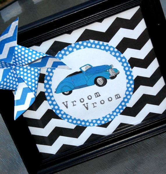Vintage Blue Car Decorations for Birthday Party or Baby Shower - Boys DIY Printable Decor by BeeAndDaisy - Instant Download Il_570xn