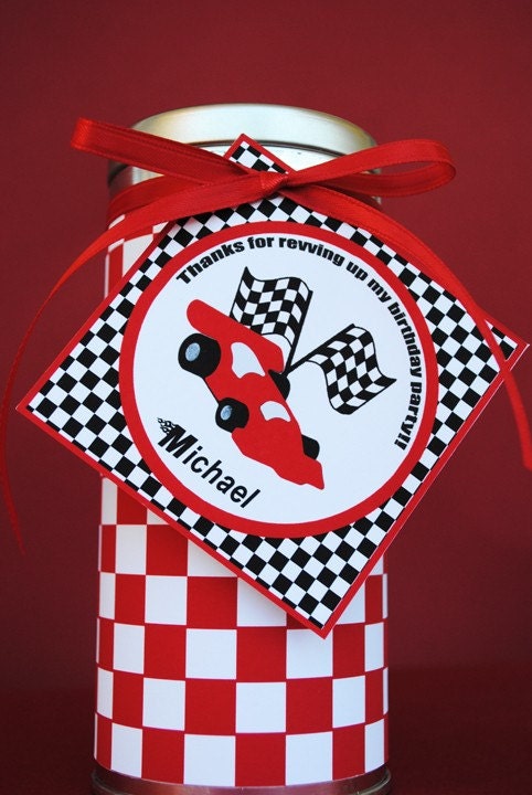 PRINTABLE Thank You Tags - Black/Red Race Car Party