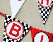 Race Car Banner - Black and Red Party Collection - Gwynn Wasson Designs PRINTABLES