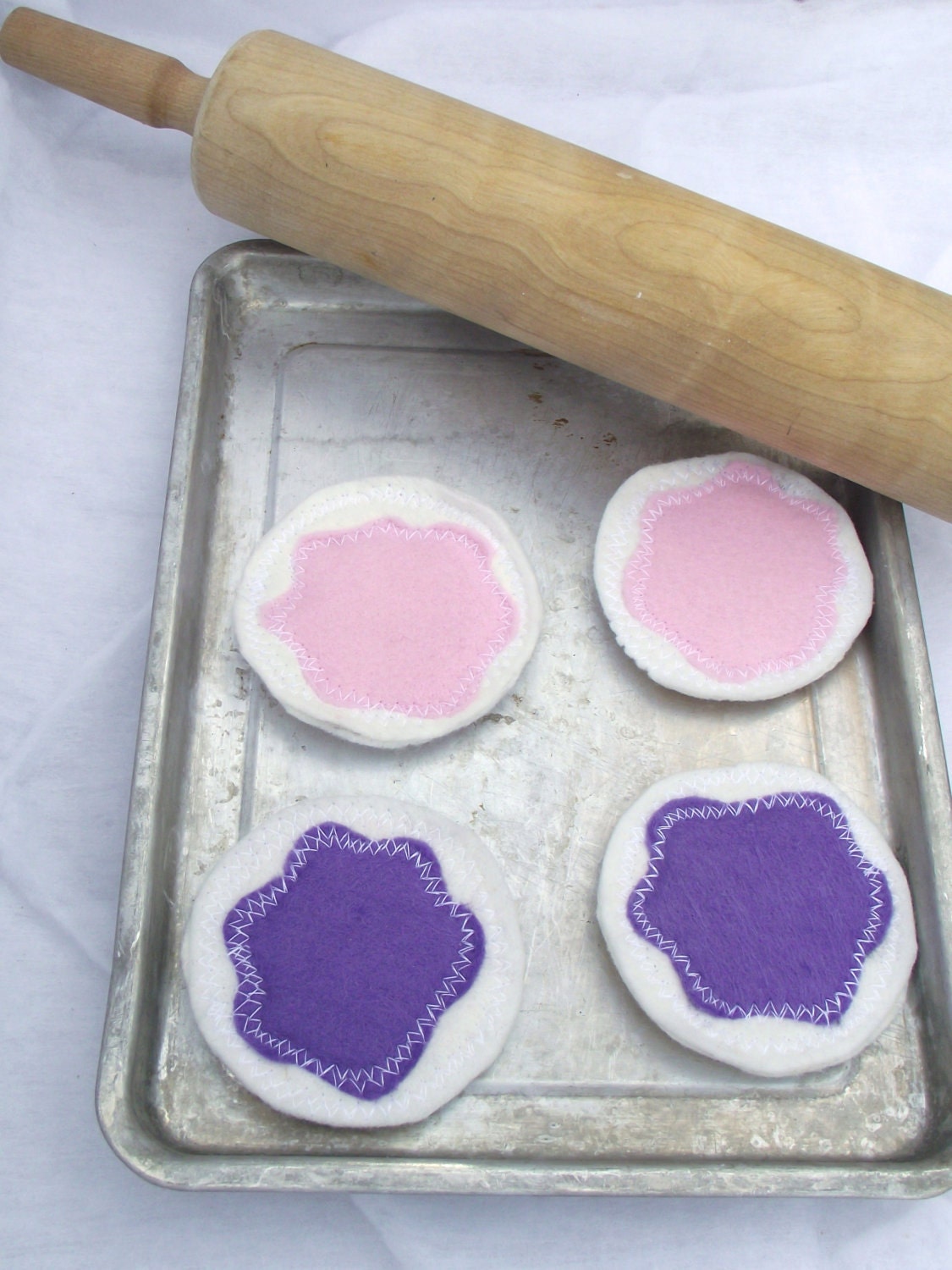 Play Eco Felt Sugar Cookies Recycled Upcycled Toys Wheat Boys Girls Children Kitchen Fake Pretend Handmade