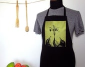 Flower Birds, 100% Cotton, Black Apron
