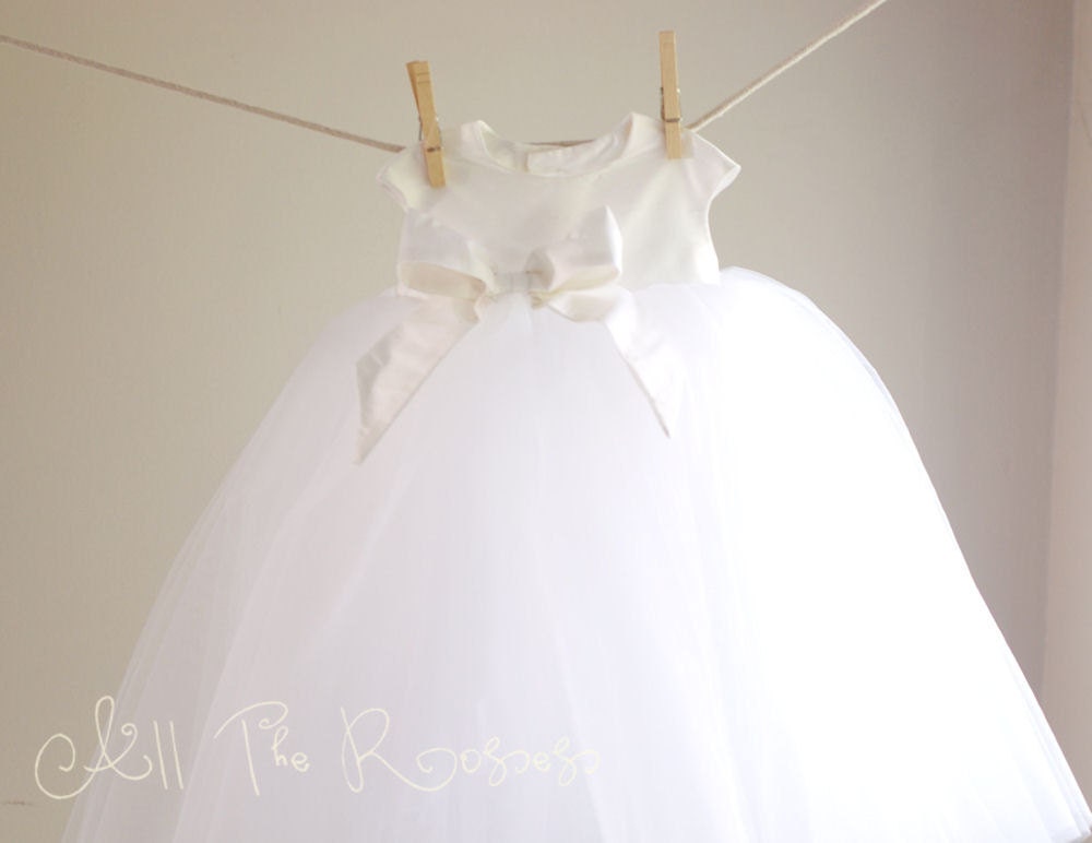 Dupioni silk dress with capped sleeve and silk bow accent --perfect for christening, christmas, portraits