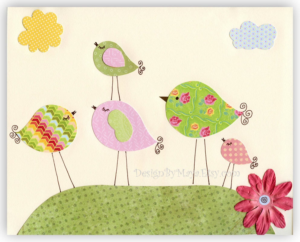 Baby girl room Decor, Nursery wall art, Love birds..Good morning Sunshine, pink and green nursery