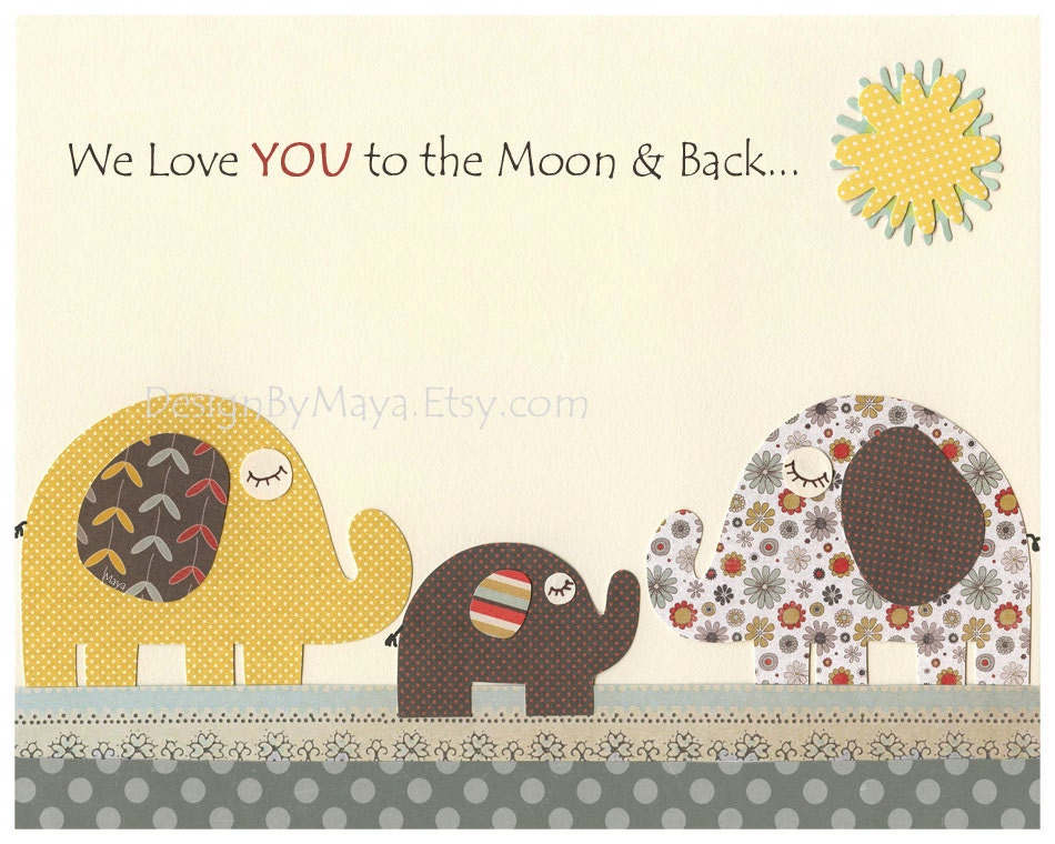 Nursery art decor, nursery elephant decor, baby elephant wall art // Brown yellow gray cream // Elephant nursery set of 4 8x10 prints