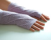 crochet long gloves fingerless dusty pink - mittens arm wrist warmers winter fashion for her - the gatria line - merino wool