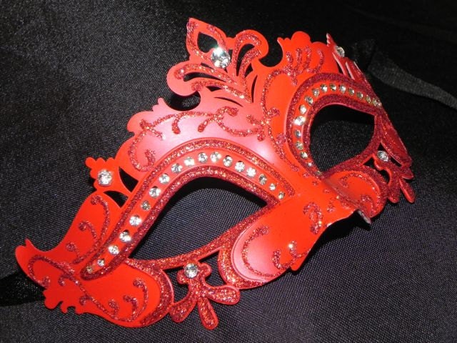 Reserved for MidnightDemon Red Capri Masquerade Mask