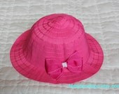 Toddler Girl Sunhat - Pink and Pink Bow