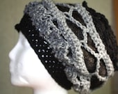 Light Weight Bohemian Hippie Hipster Spring and Summer Crohet Fashion Hat or Dreadlock Tam  - Black and Gray Sophisticate