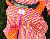 Car Seat Canopy -- Leaf Vines & Mingle Dots in Orange and Fuchsia -- MADE TO ORDER