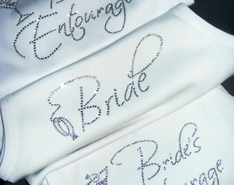 Winter Wonderland christmas in july Wedding theme Ideas Plantinum White Crystal Rhinestone Tank Shirt Bridesmaid Bride's Entourage Wedding
