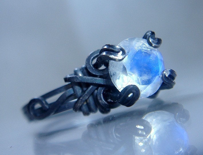 Rainbow Moonstone Sterling Silver Ring