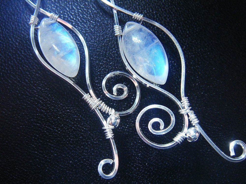 Dancing in the Moonlight Rainbow Moonstone Sterling Silver Earrings