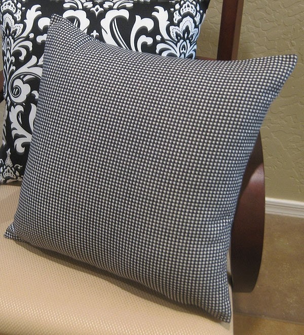 Country Fair Black Gingham Check Throw Pillow Cover