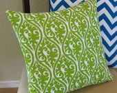 Bright Green and White Kimono Throw Pillow Cover
