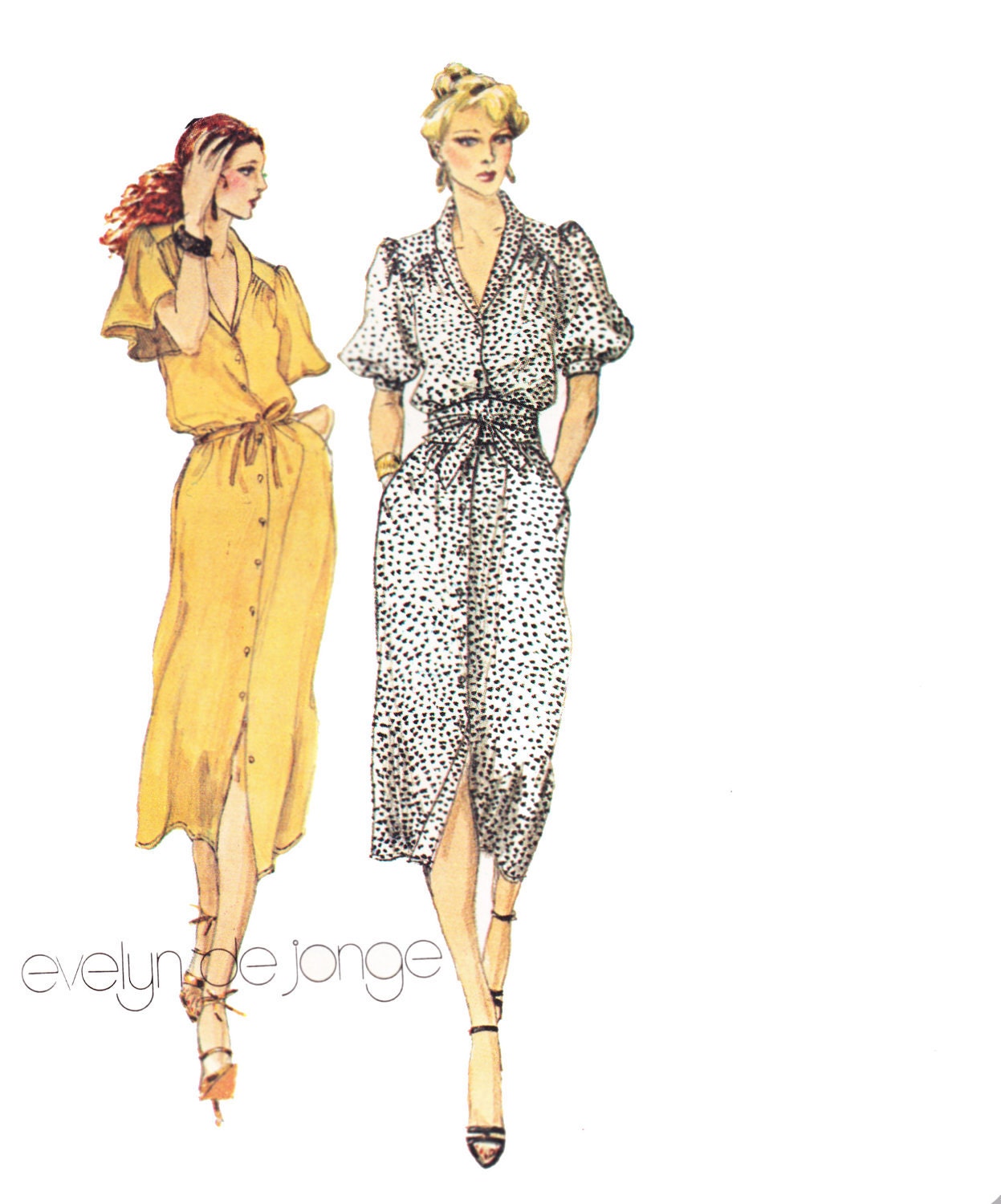 70s Young Designer Dress Sewing Pattern/ Vintage 1970s UNCUT McCalls Designer Evelyn Dejonge Dress Sewing Pattern 6579