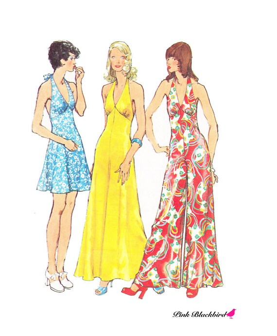 70s Halter Jumpsuit Pattern/ Vintage 1970s UNCUT Simplicity Halter Dress and Halter Jumpsuit Sewing Pattern 5626